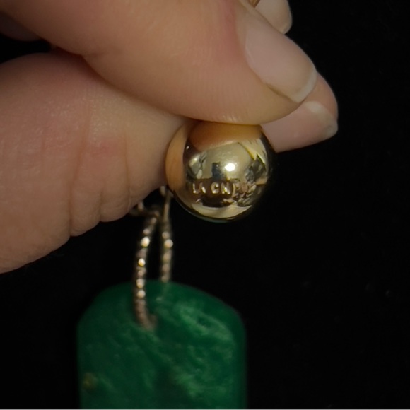 Green & Gold Epoxy Resin DogTag Necklace with Charm Adjustable Chain Handcrafted - Picture 6 of 8